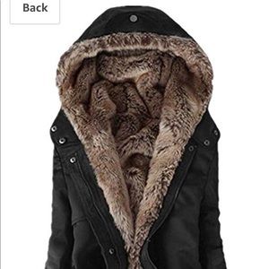 Black fur lined parka. Never worn no tags